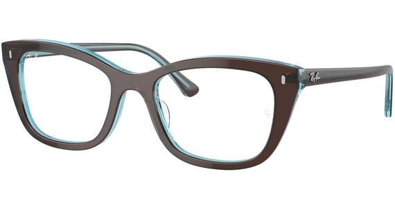 Ray-Ban 0RX5433 8366, Glänzendes Braun auf Transparent Blau - MEDIUM - Ansicht 2