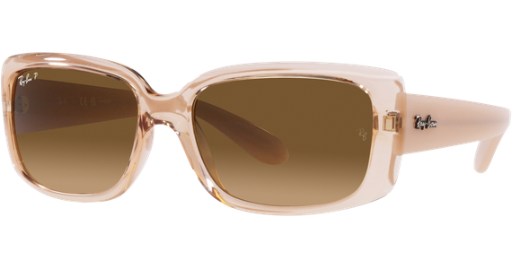 Ray-Ban RB4389 6644M2 55-17, Glänzendes Braun transparent - Ansicht 2